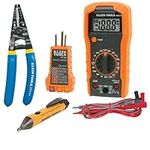 Klein Tools 81021 Electrical Tester Tool Kit with Multimeter, Non-Contact Voltage Pen, Receptacle Tester, Wire Stripper/Cutter, 4-Piece