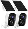 2K FHD WiFi Wireless Cameras Solar Powered,Security Cameras Wireless Outdoor,Outside Camera for Home Security,AI Motion Detection,Color Night Vision,Spotlight,Siren Alarm,SD/Cloud Storage,2 Pack