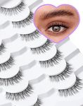 False Lashes Natural Looking False Eyelashes Wispy Lashes Lightweight Look Eyelashes 3D Natural Eyelashes 7 Pairs D15