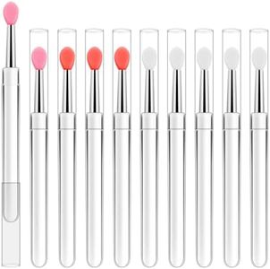 10PCS Silicone Lip Applicator, Lip Brush for Lipstick, Lip Mask Applicator with Caps, Reusable Lip Applicator, Makeup Beauty Brushes Tool Kits for Eyeshadow, Lipsticks, Lip Gloss, Lip Balm