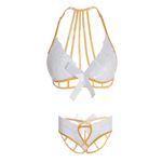 Psychovest Women's Sexy Lace Front Closer and Panty Lingerie Set Free Size (White)