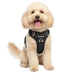 Funfox Dog Harness Small, No Pull Puppy Harness with Vertical Handle, 2 Leash Clips, Reflective Strips Night Walking, Anti Pull Adjustable Padded Pet Vest Size for Small Breed, Black S