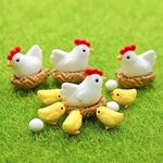 Krisah Resin Mini Animal Figures Hen, Chick, Egg, Chicken Nest, 21 Pcs for Fairy Garden, Doll Houses, terrariums, Cake Toppers