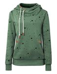 Womens Hoodies Long Sleeve High Necked Printed Hoodies Casual Comply Pullover Sweatshirts with Pockets(Green,XXL)