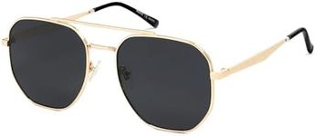 SOJOS Classic Square Aviator Sunglasses for Women Men Retro Hexagon UV400 Protection Shades SJ1222, Bright Gold/Black