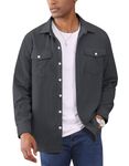 EKLENTSON Mens Corduroy Jacket Long Sleeve Button Up Shirts Casual Lightweight Shacket Jacket Spring Top Dark Grey,M