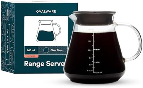 Glass Range Coffee Server For Pour Over Coffee & Tea - 800ml/27oz Ovalware Microwave Safe & Heatproof 2.5mm Thick Glass Body