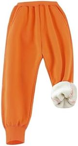 Gihuo Unisex Boys Girls Winter Warm Sherpa Lined Sweatpants Jogger Kid's Fleece Athletic Pants with Pockets(Orange-3T)