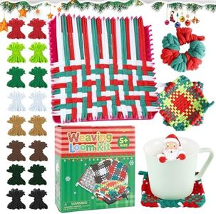 Caydo Christmas Weaving Loom Kit for Kids, Pot Holder Loom Kit for Girls 8-12, Include 448Pcs Weaving Loops(8 Colors), DIY Art and Craft Looms for Kid, Gift for Christmas & Craft-Loving Kids Age 8-12