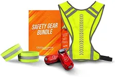 Knuckle Lights Reflective Running Gear Safety Bundle - Reflective Vest, LED Safety Light, Reflective Bands, Night Safety Gear for Runners, Cycling, Hiking, Walking - High Visibility Reflective Gear