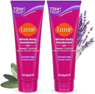 Lume Whole Body Deodorant Plus Sweat Control - Smooth Cream Tube - 72 Hour Odor And Sweat Control - Baking Soda Free, Skin Loving - 3.0 ounce (Pack of 2) (Lavender Sage)