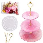 53 Arts Resin Mold & Dried Flowers Resin Cake Stand Mould Coaster Mould Resin Tray Mold with Metal Fixed Column(Not Include Decorative Accessories) (3-Layer Stand Resin Mold) (CircularTray Mould)