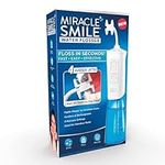 Ontel Miracle Smile Water Flosser for Teeth & Gum Health, Unique H-Shaped Flossing Head & 4 Water Jets, Cordless Water Flosser Features 360° Cleaning & 3 Pressure Modes, USB Rechargeable Dental Floss