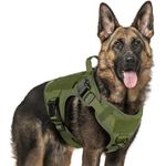 rabbitgoo Tactical Dog Harness for Large Dogs Breed, No Pull Adjustable Military Pet Service Vest with Molle Loop Panels and Easy Control Handle for Training Hunting Walking Hiking, Green, L