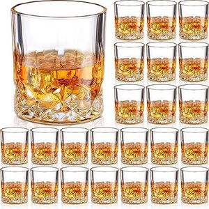 Yaomiao 24 Pack Old Fashioned Whiskey Glasses Bulk 10 oz Bourbon Glass Cocktail Glasses Rocks Glasses for Whiskey Bourbon Liquor and Cocktail Drinks Gift