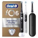 Oral-B iO 6 Electric Toothbrushes Dual Pack, Black & Grey, 3 Toothbrush Heads, 1 Travel Case, Designed By Braun