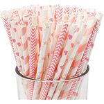 Magic Providers Disposable Drinking Paper Straw - Pack of 300 Pipes for Mojito | Juices & Other Drinks | 100% Natural Biodegradable Hygienic Hard Durable | Eco-Friendly (Assorted Design & Color, 8mm)