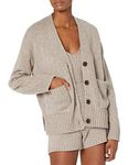 The Drop Women's Brigitte Chunky Button-Front Pocket Ribbed Cardigan, Heather Mushroom, XL