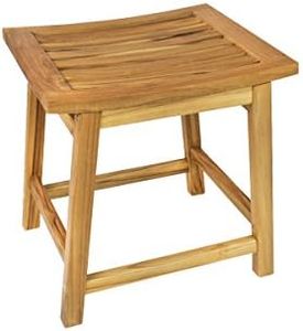 Thirteen Chefs 18 Inch Wooden Saddle Seat Shower Stool, Backless Low Satori Style