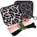 CRAFTILOO Needlepoind Sewing kit for Adults Embroidery Kit Cross Stitch Kits DIY Arts and Crafts Set (Pink Leopard)