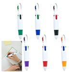 6 Pcs Retractable Shuttle Pens, 4-in-1 Portable Ballpoint with Carabiner Clip, Multicolor Outdoor Lanyard Pen Durable Ink Pen All in One for Office School Supplies Students Gifts Party Favors