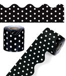 Carson Dellosa Black and White Polka Dot Bulletin Board Borders, 36 Feet of Scalloped Black and White Dot Classroom Borders for Bulletin Board, White Board, Cork Board, and Room Decor