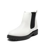 DREAM PAIRS Women's Chelsea Ankle Boots Fashion Slip-on Elastic Fall Low Heel Booties Shoes,Size 8.5,White/Black,DAB213