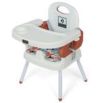 URBAN KINGS Deluxe Comfort 4 in 1 Folding Booster Seat High Chair Toddlers Booster Seat for Eating with 3-Point Harness Secures Baby Tightly While You Feed -Dishwasher Safe Tray