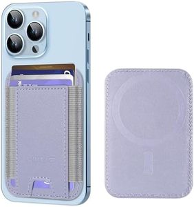 HiWe for MagSafe Wallet, Strongest Magnetic Wallet for iPhone 16/15/14/13/12 Series, 7 Cards Holder, Magnetic Phone Wallet, Leather Minimalist Slim RFID Wallet, 1 Slot, Lilac