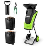 WORKPRO Electric Garden Shredder with Pruning Shears, 2500W Mulcher 44 mm Fresh Branch Cutting Diameter Wood Chipper with 4300 RPM Speed, 2 x 45 L Collection Bag, Garden Waste Shredder