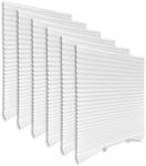 White Paper Blinds for Windows 36" x 72" - 6 Pack Temporary No Drill Stick On Self-Adhesive Shades, Light Filtering Pleated Cover for Bedroom, Office, Patio Door (100% Paper Material, White)