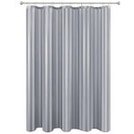 Biscaynebay Fabric Shower Curtain or Liner 72" by 72", Silver Grey Water Repellent Damask Stripes Bathroom Curtains Machine Washable
