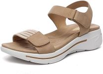 bernal Women's Hiking Outdoors Athletic Sandals Lightweight Waterproof Arch Support Adjustable Velcro Beach Shoes for Water, Sports, Walking, Swim, Travel, Brown 1, 8