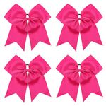 TUUXI 4pcs 8" Large Cheer Bows Elastics Hair Ties Bands Grosgrain Ribbon Ponytail Holder for Cheerleading Team Baseball Softball Tennis Cheerleader Bows