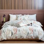 Queen Duvet Cover Set Plants Soft Cotton 3 Pieces Bedding Set Chic Garden Fresh Style Leaf Queen Botanical Duvet Cover with Zipper Closure Luxury Breathable Comfy (Plants, Queen)