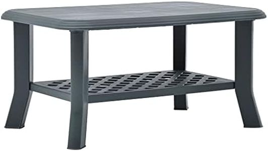 vidaXL Mesa de Centro Exterior Patio Balcón Aire Libre Café Mueble Té Mesita Cocina Pequeña Salón Restaurante Terraza de Plástico Verde