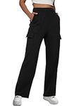 Allmloers Womens Cargo Sweatpants Casual Baggy High Waisted Joggers Pants with 6 Pockets