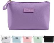 Cosmetic Bags for Women Small Makeup Bag for Purse Pu Leather Makeup Pouch Travel Makeup Bag with Zipper Make Up Bag for Travelling (Purple)