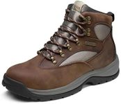 NORTIV 8 Steel Toe Work Boots for Mens Waterproof Slip Resistant Safety Construction Boots Size 10.5 M US Rockfor-STL, Brown-steel Toe