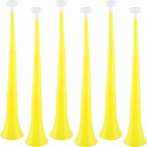 Cagemoga 6 Pieces Collapsible Stadium Horn 24 Inch Plastic Trumpet Horn Stadium Horn Noise Maker for Sporting Events Sports Themed Party Supplies (Yellow)