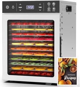 HOPERAN Food Dehydrator - 12 Stainless Steel Trays Dehydrators, 800W Electric Dehydrator Machine with 4 Presets, Digital Timer & Temperature Control for Herb, Dog Treats,Meats & Veggies (12 Trays)