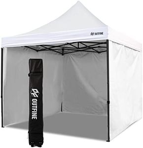 OUTFINE Canopy 10x10 Pop Up Commercial Canopy Tent with 3 Side Walls Instant Shade, Bonus Upgrade Roller Bag, 4 Weight Bags, Stakes and Ropes (White, 10*10FT)
