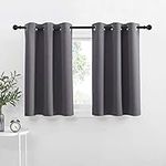 NICETOWN Kitchen Curtains Blackout Drapes - Thermal Insulated Blackout Grommet Curtains Drapes Window Treatment Home Decor for Basement/Dorm (42W by 36L + 1.2 inches Header, Grey, 1 Pair)