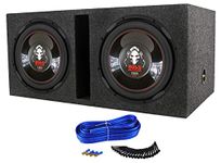 2 BOSS P126DVC 12-Inch 2300 Watt Car Subwoofers with Dual Voice Coil and QBASS12 Q POWER 12-Inch Dual Heavy Duty Vented Subwoofer Box Enclosure