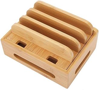 Estación de Carga de bambú para múltiples Dispositivos, Base de Acoplamiento de Madera Multiuso para teléfonos, tabletas y papelería (Hub, sin Cargador USB)