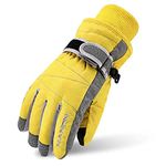 TRIWONDER TRIWONDER Ski Gloves for Kids - Waterproof Snowboard Winter Warm Gloves Thermal Fleece Snow Gloves for Boys Girls (Yellow, M (9-14 Years Old))