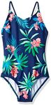 Kanu Surf Girls Daisy Beach Sport one Piece Swimsuit, Leonie Floral Navy, 2 Years