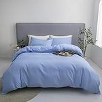 Blue Thermal TC600 Duvet Cover with Matching Pillow Cases Set Quilt Cover and Pillowcases 100% Soft Cotton Hotel Quality Extra Soft Premium Luxury Bedding Linen (Double)