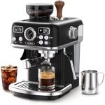 XIXUBX Espresso Machine with Grinder, PID & Programmable Settings, Black
