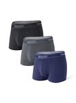 Separatec Men's Trunks 2.0 Micro Modal Underwear Soft Breathable Dual Pouch 3 Pack (M, Dark Blue+Black+Dark Grey)